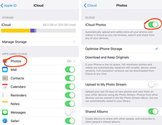 iCloud fotók