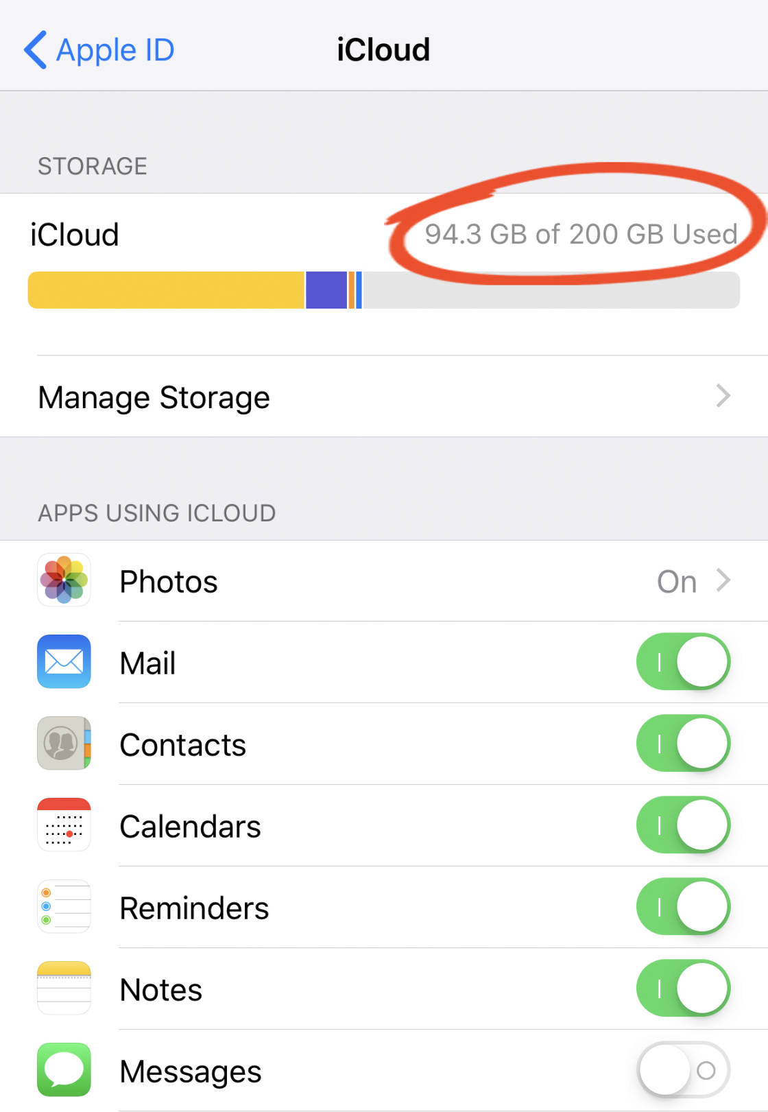 Сменить план хранилища в icloud