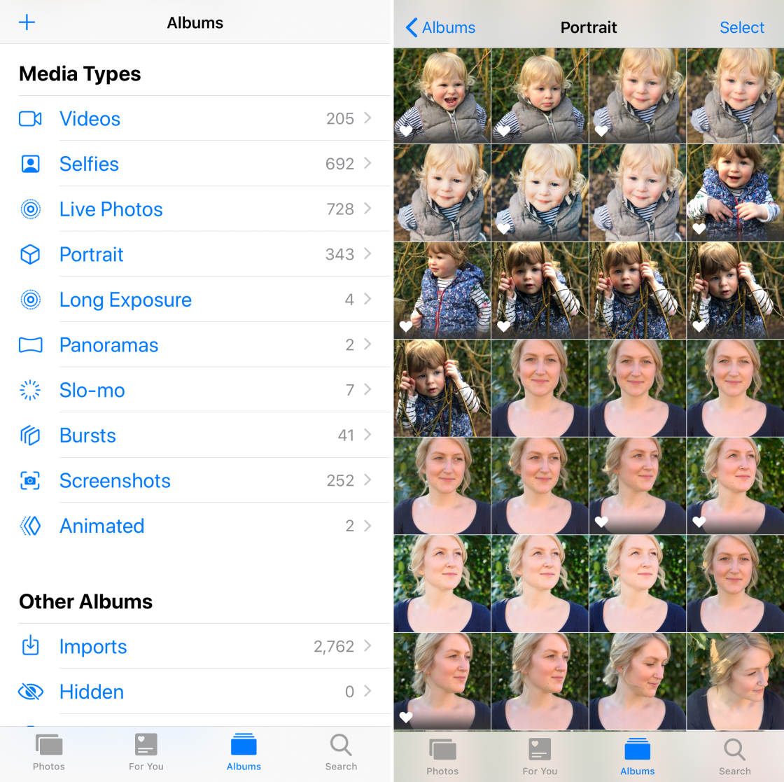 Albums de photos pour iPhone sans script