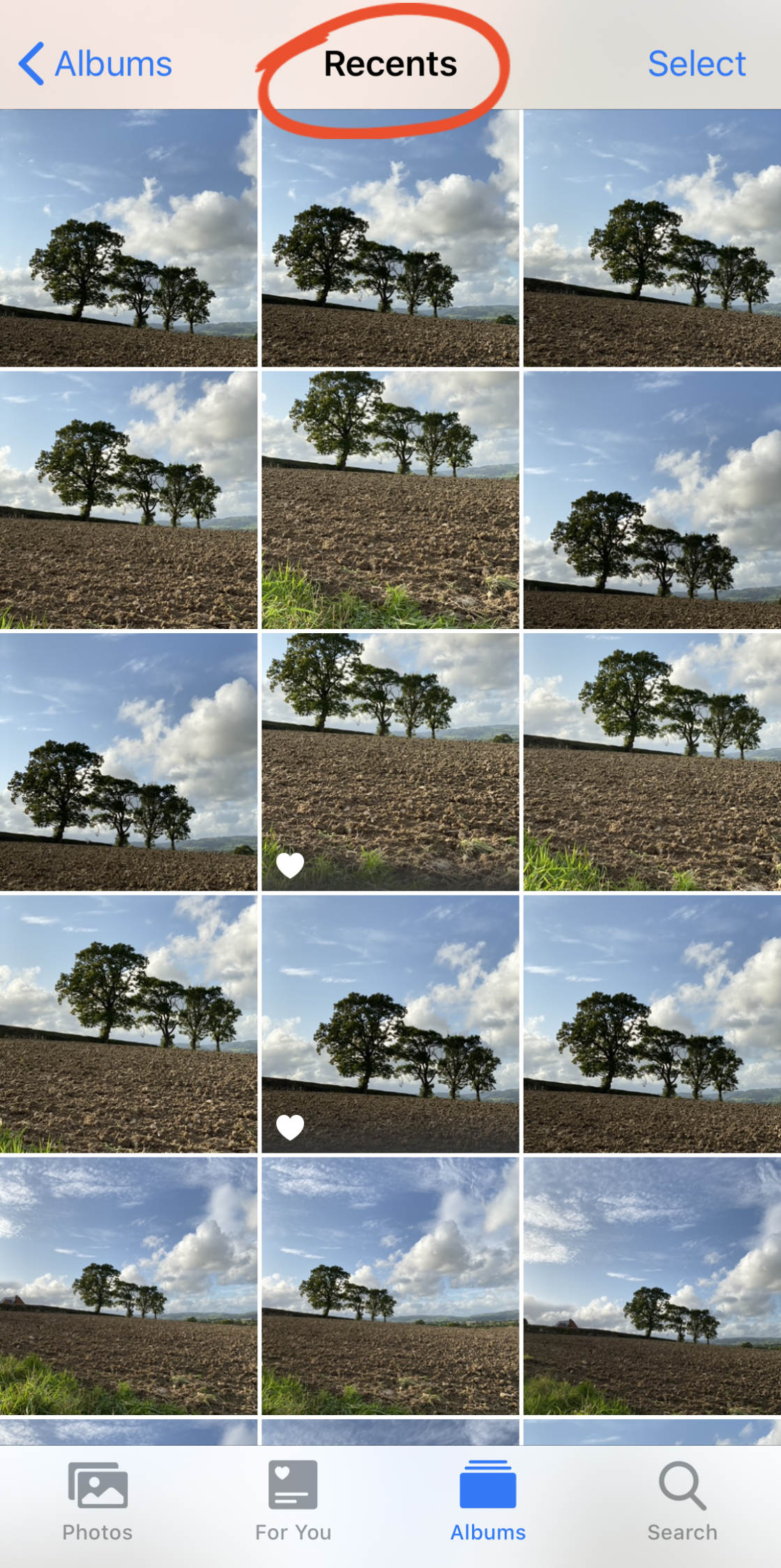 Albumes de fotos de iPhone sin script