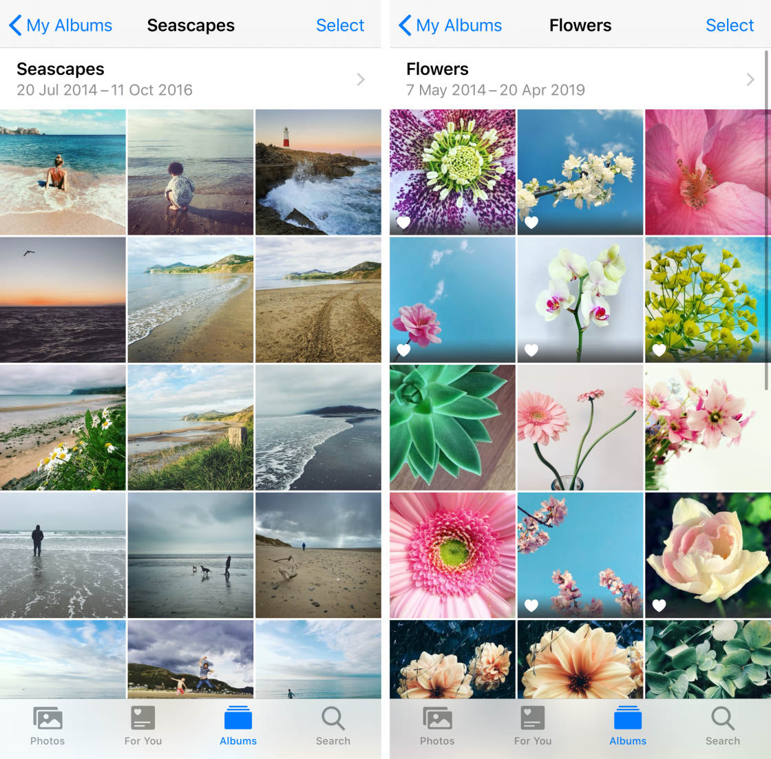 Albums photo pour iPhone sans script