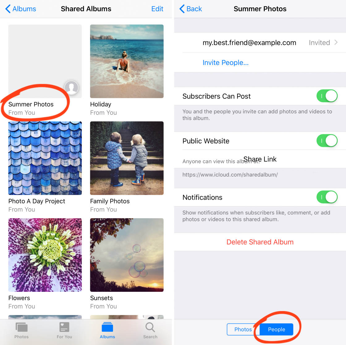 Uso compartido de fotos de iCloud