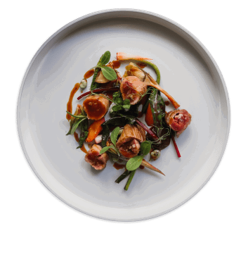 Plate of food with interesting props