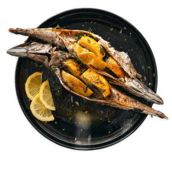 Plate of food with interesting props