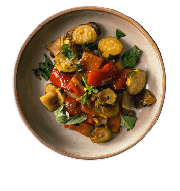 Plate of food with interesting props