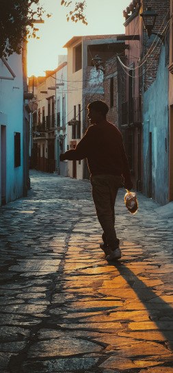 man walking in the street