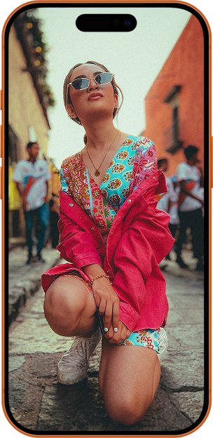 crouching portrait