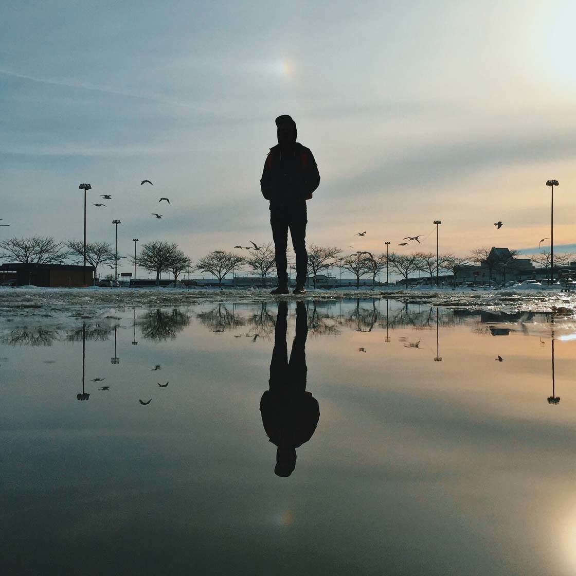 water reflection photography people